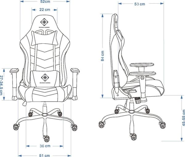DELTACO GAM-096 Gaming stol i konstläder - med nack- och ryggdyna - Svart