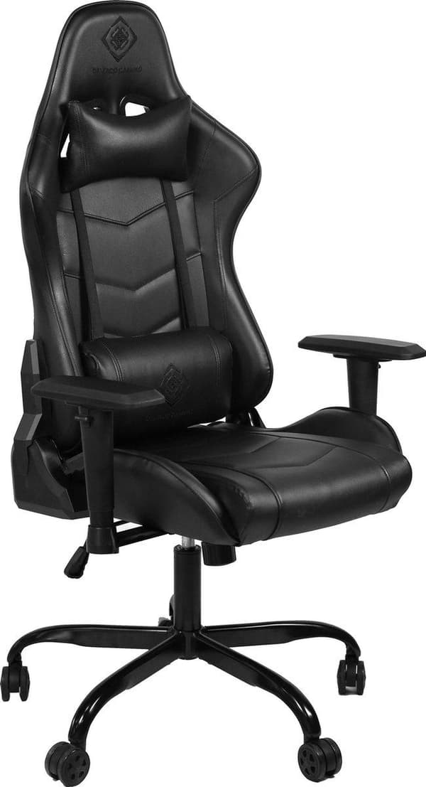 DELTACO GAM-096 Gaming stol i konstläder - med nack- och ryggdyna - Svart
