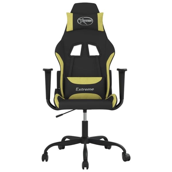 vidaXL Gamingstol med massage svart och ljusgrön tyg
