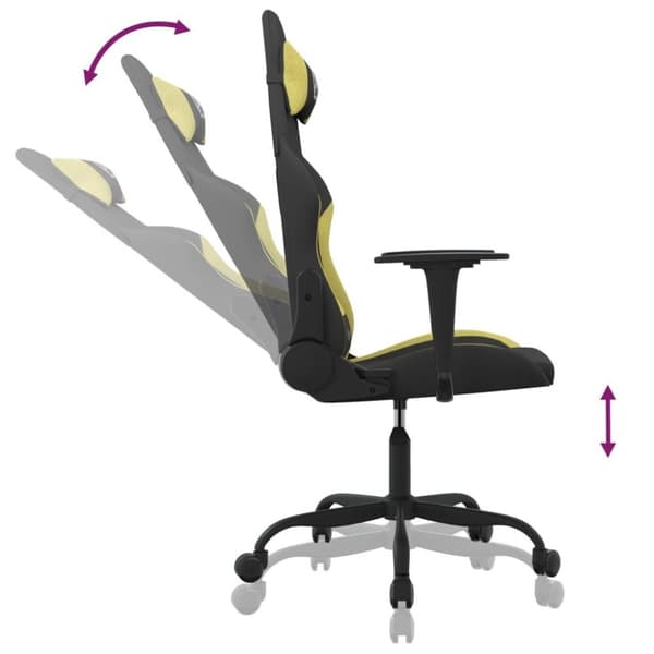 vidaXL Gamingstol med massage svart och ljusgrön tyg