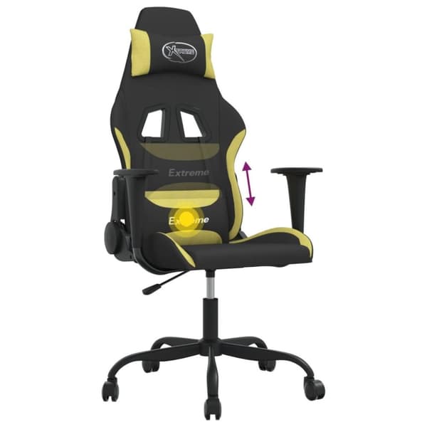 vidaXL Gamingstol med massage svart och ljusgrön tyg