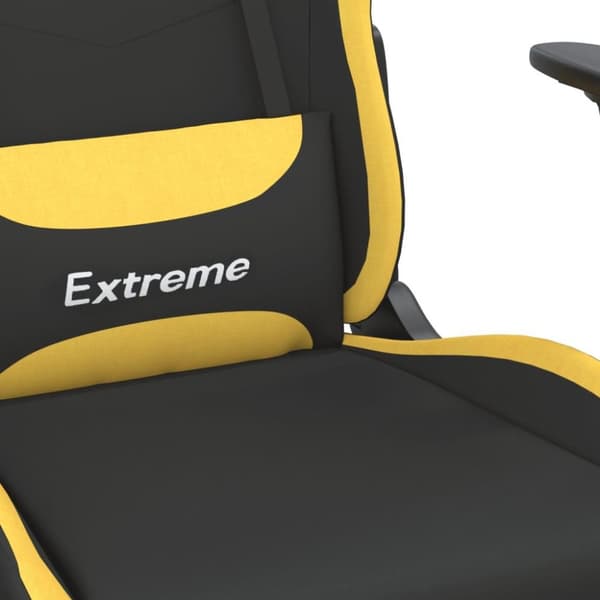 vidaXL gamingstol med massagefunktion + fodstøtte stof sort og gul