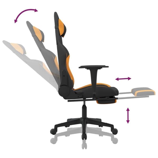 vidaXL Gamingstol med fotstöd och massage svart och orange tyg