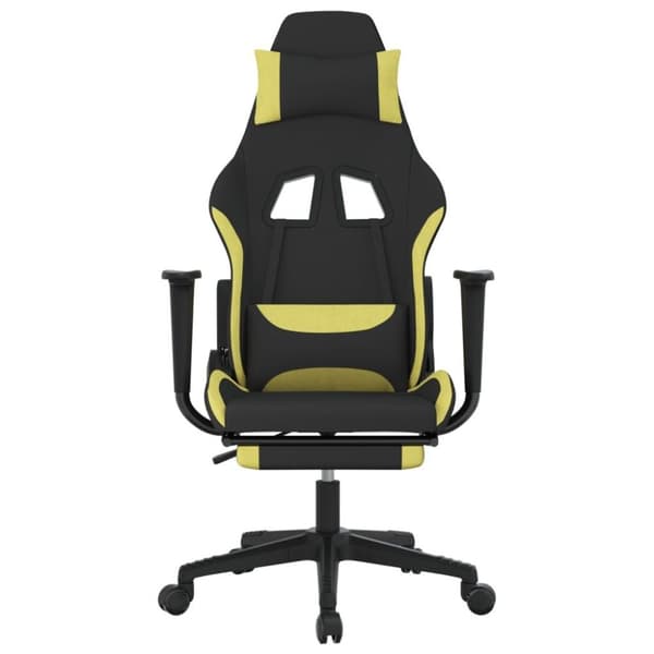 vidaXL Gamingstol med fotstöd och massage svart och ljusgrön tyg
