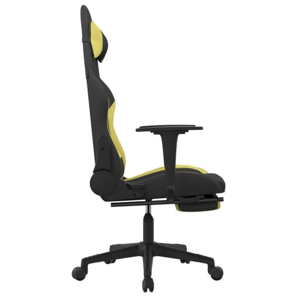 vidaXL Gamingstol med fotstöd och massage svart och ljusgrön tyg