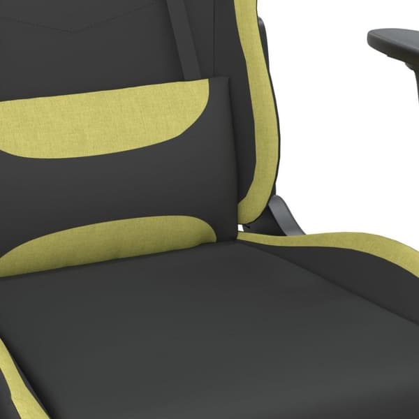 vidaXL Gamingstol med fotstöd och massage svart och ljusgrön tyg