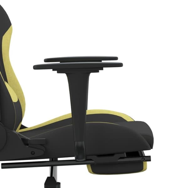vidaXL Gamingstol med fotstöd och massage svart och ljusgrön tyg