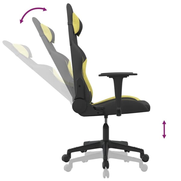 vidaXL Gamingstol med massage svart och ljusgrön tyg