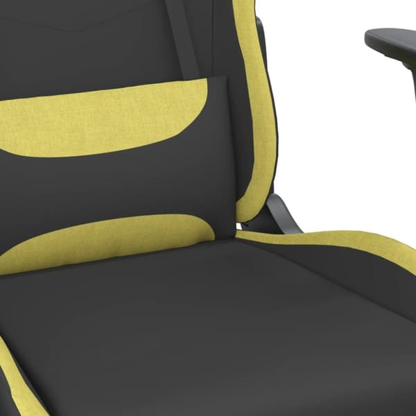 vidaXL Gamingstol med massage svart och ljusgrön tyg