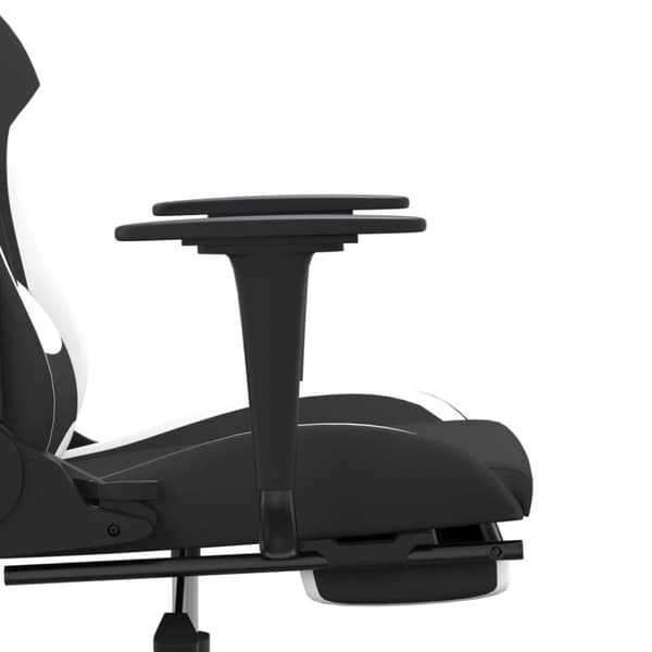 vidaXL Gamingstol med fotstöd och massage svart och vit tyg