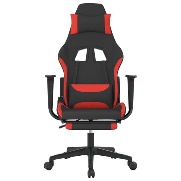 vidaXL Gamingstol med fotstöd och massage svart och röd tyg