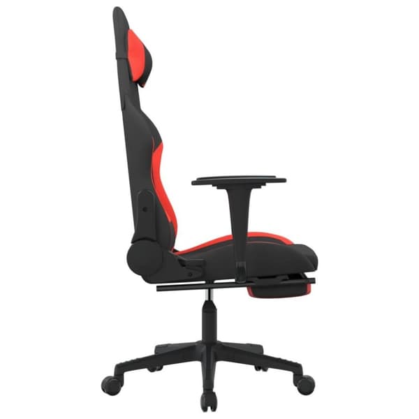 vidaXL Gamingstol med fotstöd och massage svart och röd tyg