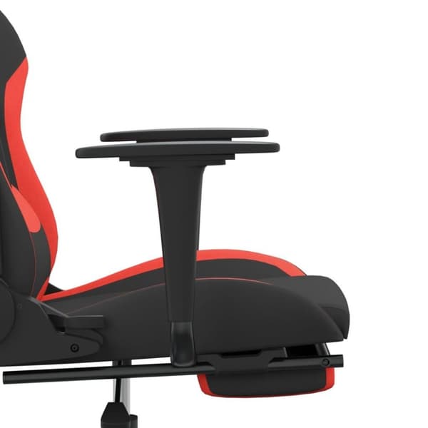 vidaXL Gamingstol med fotstöd och massage svart och röd tyg