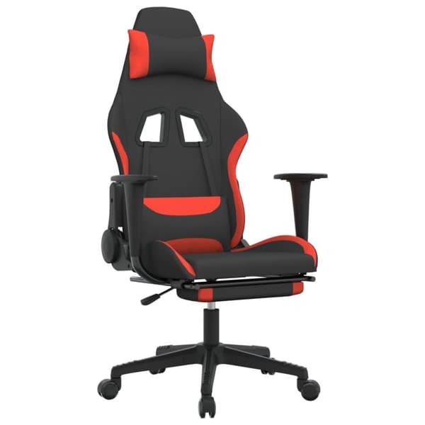 vidaXL Gamingstol med fotstöd och massage svart och röd tyg
