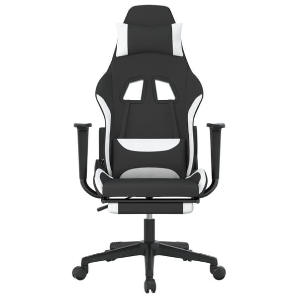 vidaXL gamingstol med massagefunktion + fodstøtte stof sort og hvid