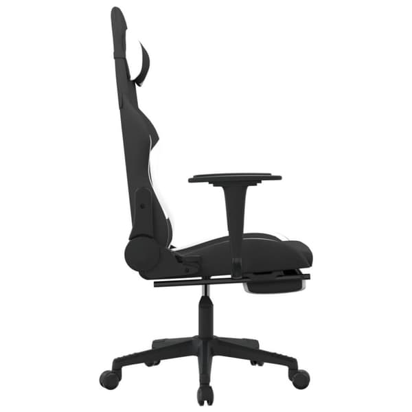vidaXL gamingstol med massagefunktion + fodstøtte stof sort og hvid