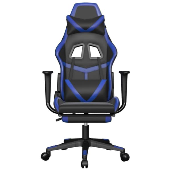 vidaXL Gamingstol med fotstöd svart och blå konstläder