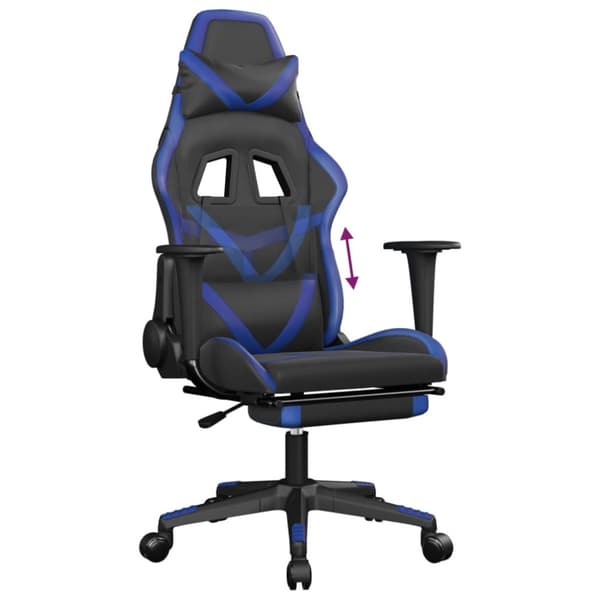 vidaXL Gamingstol med fotstöd svart och blå konstläder