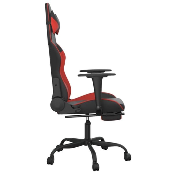 vidaXL Gamingstol med massage och fotstöd svart och röd konstläder
