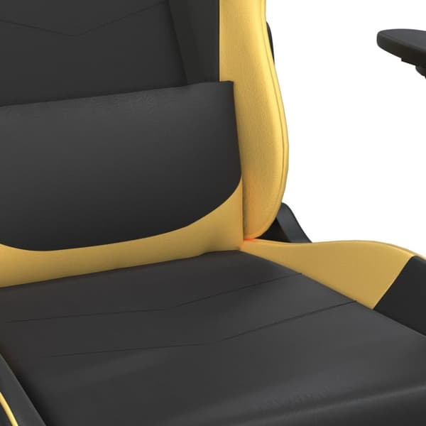 vidaXL Gamingstol med massage och fotstöd svart och guld konstläder