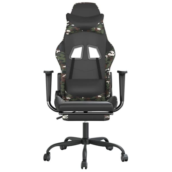 vidaXL Gamingstol med massage och fotstöd svart kamouflage konstläder