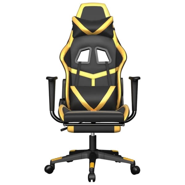 vidaXL Gamingstol med massage och fotstöd svart och guld konstläder
