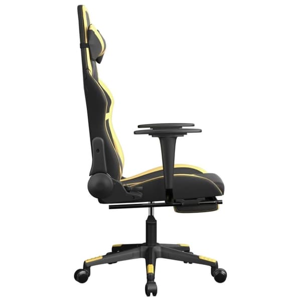 vidaXL Gamingstol med massage och fotstöd svart och guld konstläder