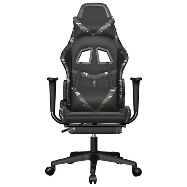 vidaXL Gamingstol med massage och fotstöd svart kamouflage konstläder