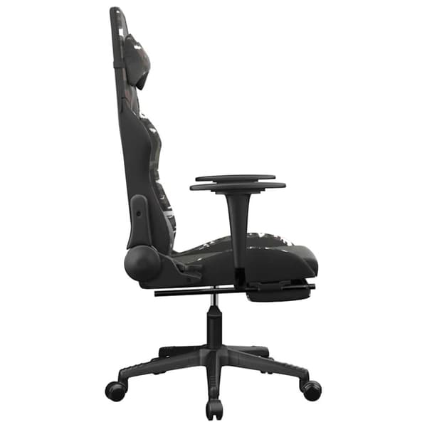 vidaXL Gamingstol med massage och fotstöd svart kamouflage konstläder