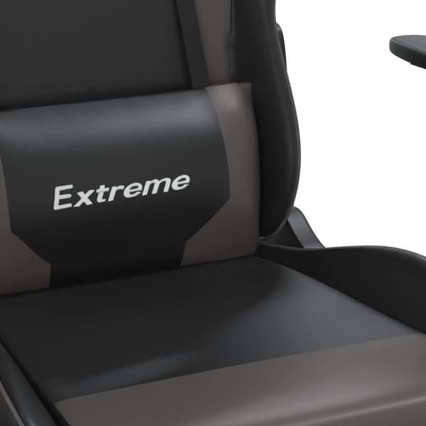 vidaXL Gamingstol med massage och fotstöd svart och grå konstläder