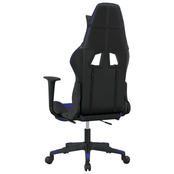 vidaXL Gamingstol med massage och fotstöd svart och blå konstläder