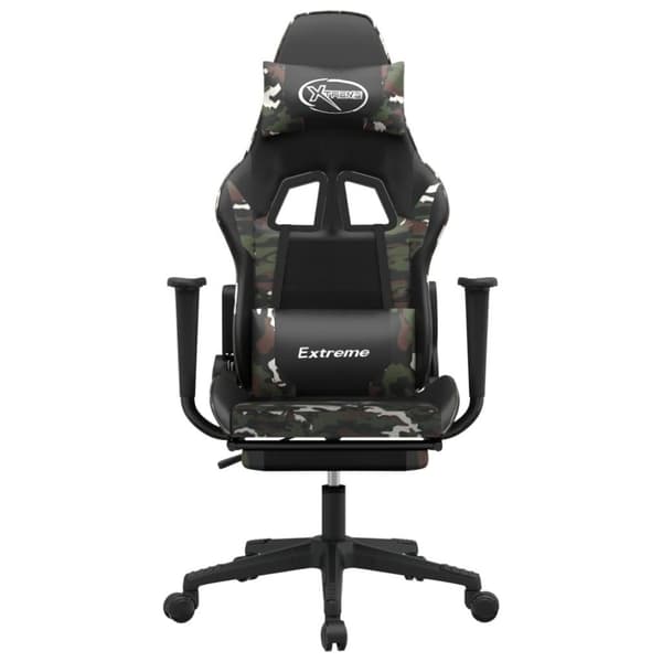 vidaXL Gamingstol med massage och fotstöd svart kamouflage konstläder