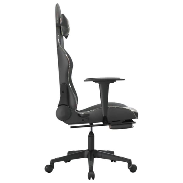 vidaXL Gamingstol med massage och fotstöd svart kamouflage konstläder