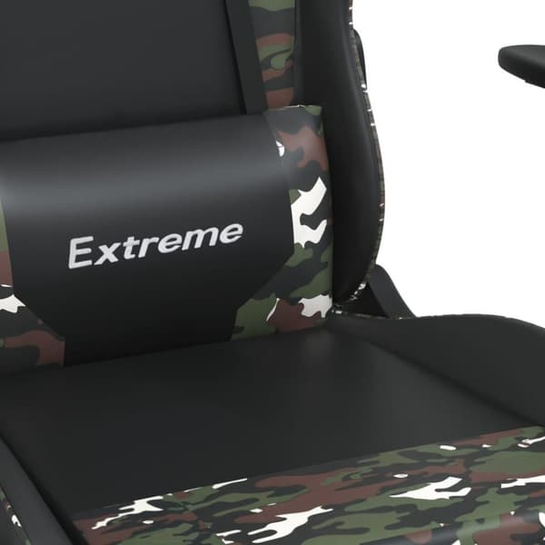 vidaXL Gamingstol med massage och fotstöd svart kamouflage konstläder