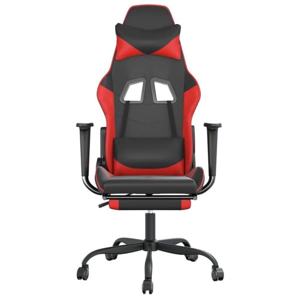 vidaXL gamingstol m. massagefunktion og fodstøtte kunstlæder sort rød
