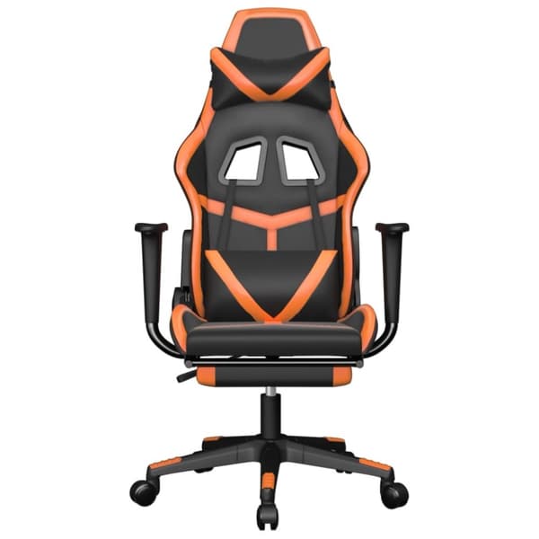vidaXL gamingstol m. massage og fodstøtte kunstlæder sort og orange