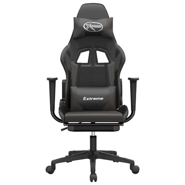 vidaXL gamingstol m. massagefunktion og fodstøtte kunstlæder sort grå