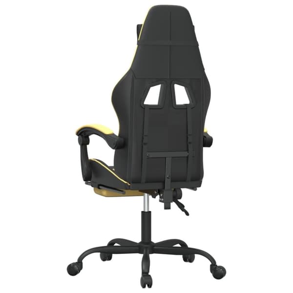 vidaXL Snurrbar gamingstol med fotstöd svart och guld konstläder