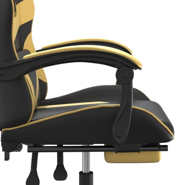 vidaXL Snurrbar gamingstol med fotstöd svart och guld konstläder