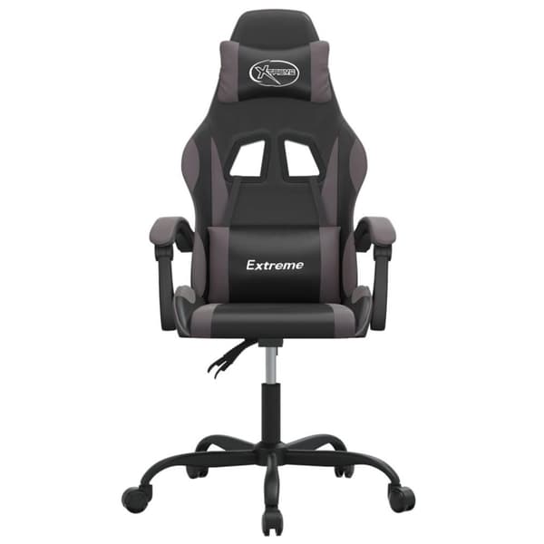 vidaXL drejelig gamingstol kunstlæder sort og grå