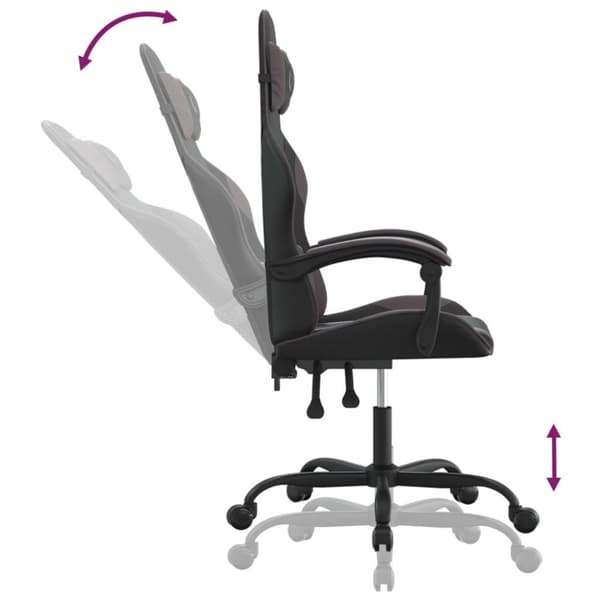 vidaXL drejelig gamingstol kunstlæder sort og grå