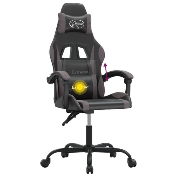 vidaXL drejelig gamingstol kunstlæder sort og grå