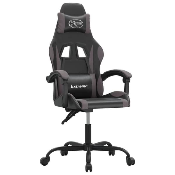 vidaXL drejelig gamingstol kunstlæder sort og grå
