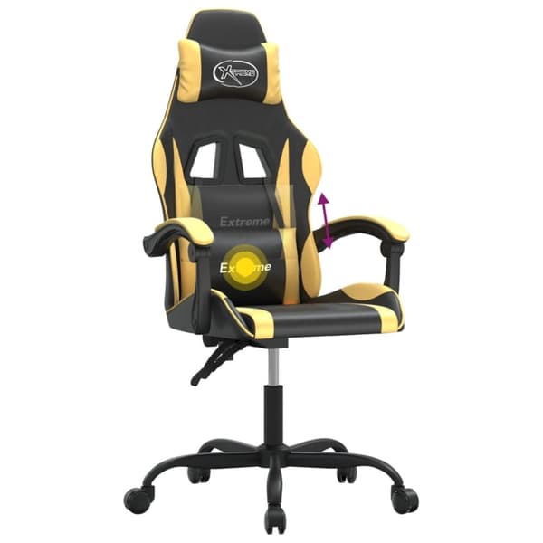 vidaXL drejelig gamingstol kunstlæder sort og guldfarvet