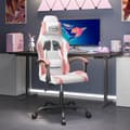 Miniatyrbillede 2 af 11: vidaXL drejelig gamingstol kunstlæder hvid og lyserød