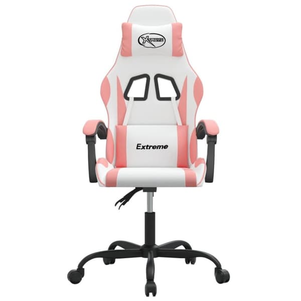 vidaXL Gamingstol vit och rosa konstläder
