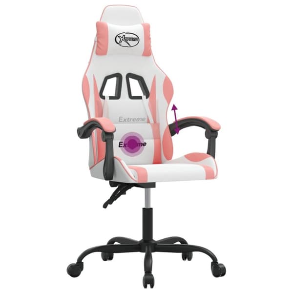 vidaXL Gamingstol vit och rosa konstläder