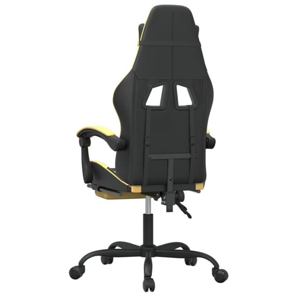 vidaXL Snurrbar gamingstol med fotstöd svart och guld konstläder