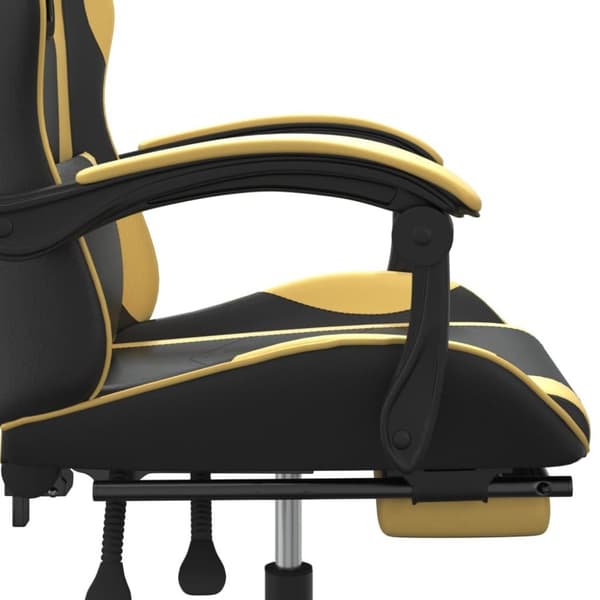 vidaXL Snurrbar gamingstol med fotstöd svart och guld konstläder