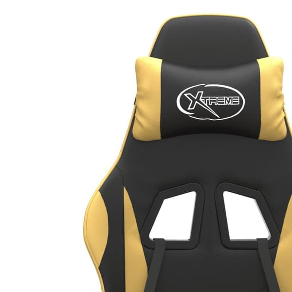 vidaXL Snurrbar gamingstol med fotstöd svart och guld konstläder